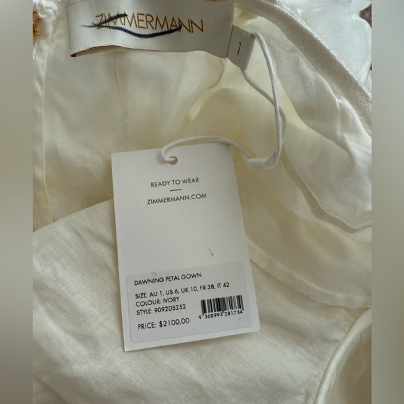 Zimmermann Dawning Petal Linen Silk Maxi Gown Dress - Picture 10 of 11